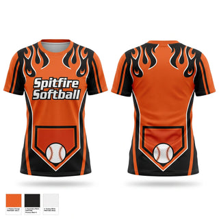 Soft Poly Tee Cotton Like Feel, Spitfire Softball, Softball, Teamtime, Team time, sublimation, custom sports apparel, team uniforms, spirit wear, spiritwear, sports uniforms, custom shirts, team store, custom team store, fundraiser sports, apparel fundraiser
