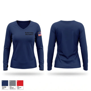 Womens Long Sleeve Vneck Shirt, Marks Police Department, Police, Teamtime, Team time, sublimation, custom sports apparel, team uniforms, spirit wear, spiritwear, sports uniforms, custom shirts, team store, custom team store, fundraiser sports, apparel fundraiser