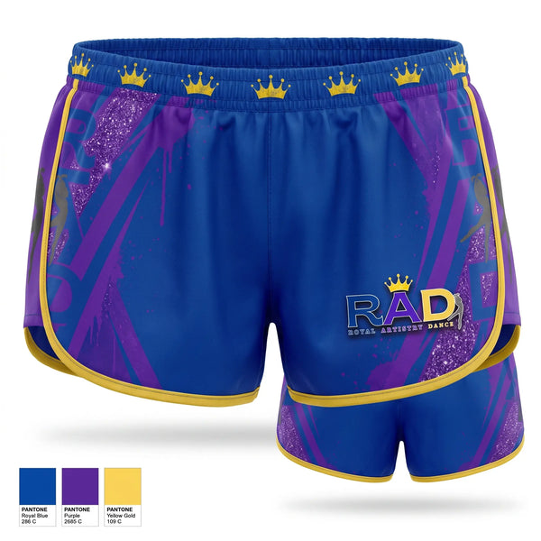 Womens Shorts, Royal Artistry Dance Team, Cheer, Teamtime, Team time, sublimation, custom sports apparel, team uniforms, spirit wear, spiritwear, sports uniforms, custom shirts, team store, custom team store, fundraiser sports, apparel fundraiser