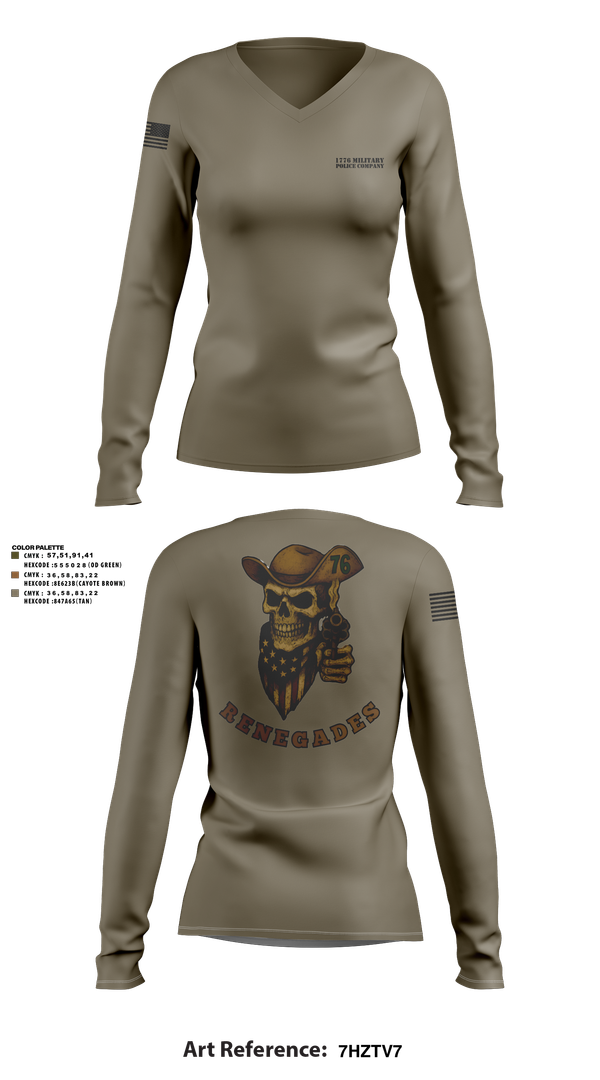 Womens Long Sleeve Vneck Shirt, 1776 Military Police Company, , Teamtime, Team time, sublimation, custom sports apparel, team uniforms, spirit wear, spiritwear, sports uniforms, custom shirts, team store, custom team store, fundraiser sports, apparel fundraiser