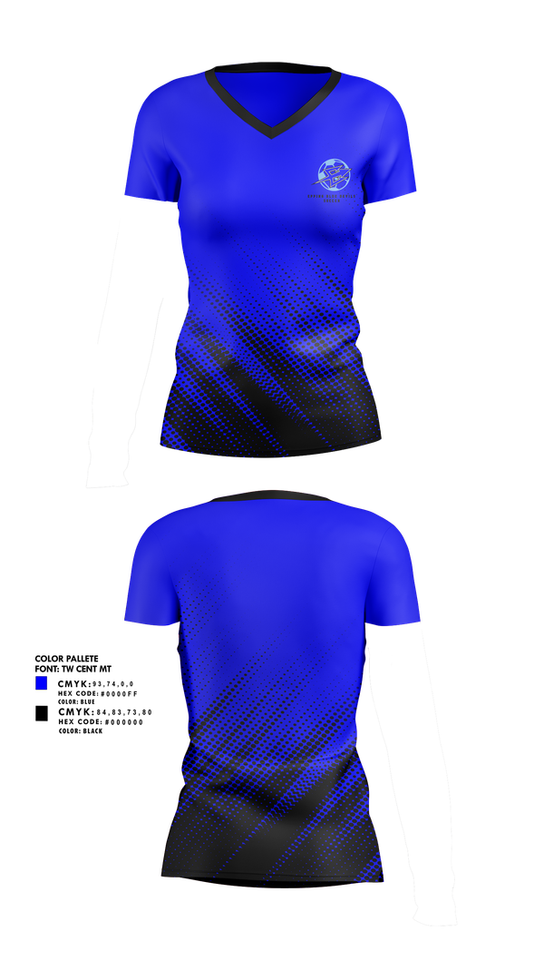 Womens Short Sleeve Vneck Shirt, Epping Blue Devils, Women's Soccer, Teamtime, Team time, sublimation, custom sports apparel, team uniforms, spirit wear, spiritwear, sports uniforms, custom shirts, team store, custom team store, fundraiser sports, apparel fundraiser