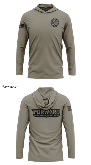 Long Sleeve hooded sunshirt, E.Co 250th BSB, Army, Teamtime, Team time, sublimation, custom sports apparel, team uniforms, spirit wear, spiritwear, sports uniforms, custom shirts, team store, custom team store, fundraiser sports, apparel fundraiser