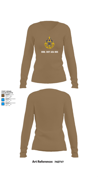 Womens Long Sleeve Vneck Shirt, HHB, 31st ADA BDE, , Teamtime, Team time, sublimation, custom sports apparel, team uniforms, spirit wear, spiritwear, sports uniforms, custom shirts, team store, custom team store, fundraiser sports, apparel fundraiser