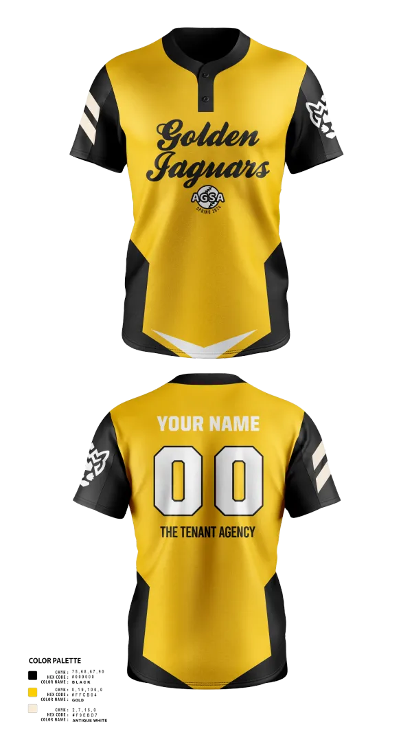 Two Button Softball Jersey, Golden Jaguars Softball, Softball, Teamtime, Team time, sublimation, custom sports apparel, team uniforms, spirit wear, spiritwear, sports uniforms, custom shirts, team store, custom team store, fundraiser sports, apparel fundraiser