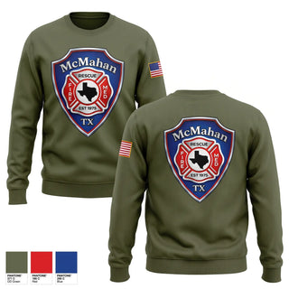 Crew Neck Sweatshirt, McMAHAN FIRE & RESCUE, Fire Department, Teamtime, Team time, sublimation, custom sports apparel, team uniforms, spirit wear, spiritwear, sports uniforms, custom shirts, team store, custom team store, fundraiser sports, apparel fundraiser
