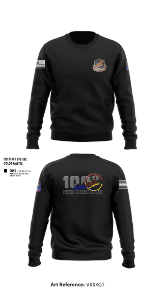 Crew Neck Sweatshirt, 100th Missile Defense Brigade, , Teamtime, Team time, sublimation, custom sports apparel, team uniforms, spirit wear, spiritwear, sports uniforms, custom shirts, team store, custom team store, fundraiser sports, apparel fundraiser