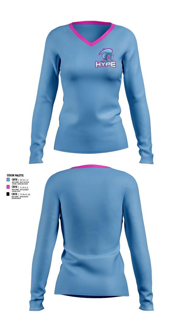 Womens Long Sleeve Vneck Shirt, Texas Hype, Softball, Teamtime, Team time, sublimation, custom sports apparel, team uniforms, spirit wear, spiritwear, sports uniforms, custom shirts, team store, custom team store, fundraiser sports, apparel fundraiser