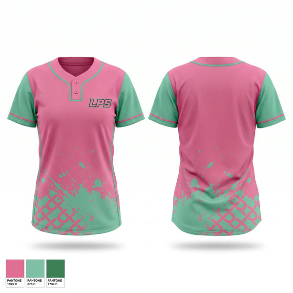 Two Button Softball Jersey, Triple Creek Sirens, Softball, Teamtime, Team time, sublimation, custom sports apparel, team uniforms, spirit wear, spiritwear, sports uniforms, custom shirts, team store, custom team store, fundraiser sports, apparel fundraiser