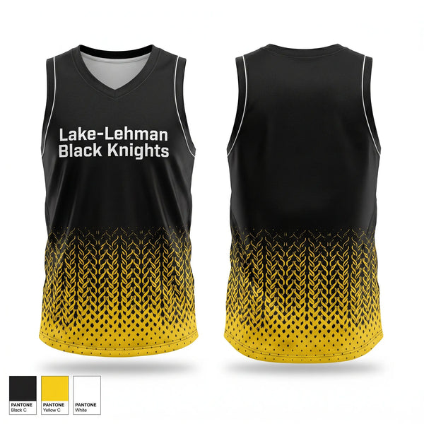 Mens Basketball Jersey, Lake-Lehman Black Knights, Men's Basketball, Teamtime, Team time, sublimation, custom sports apparel, team uniforms, spirit wear, spiritwear, sports uniforms, custom shirts, team store, custom team store, fundraiser sports, apparel fundraiser