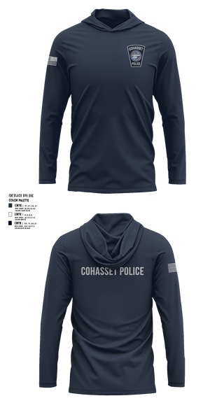Long Sleeve Hooded Sun Shirt, Cohasset Police, Police, Teamtime, Team time, sublimation, custom sports apparel, team uniforms, spirit wear, spiritwear, sports uniforms, custom shirts, team store, custom team store, fundraiser sports, apparel fundraiser