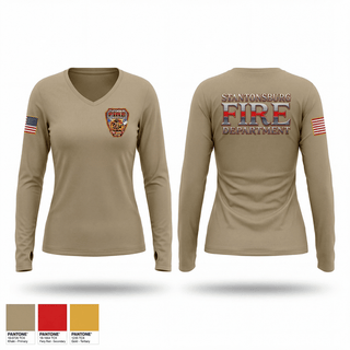 Womens Long Sleeve Vneck Shirt, Stantonsburg-Moyton East Side Misfits, Fire Department, Teamtime, Team time, sublimation, custom sports apparel, team uniforms, spirit wear, spiritwear, sports uniforms, custom shirts, team store, custom team store, fundraiser sports, apparel fundraiser