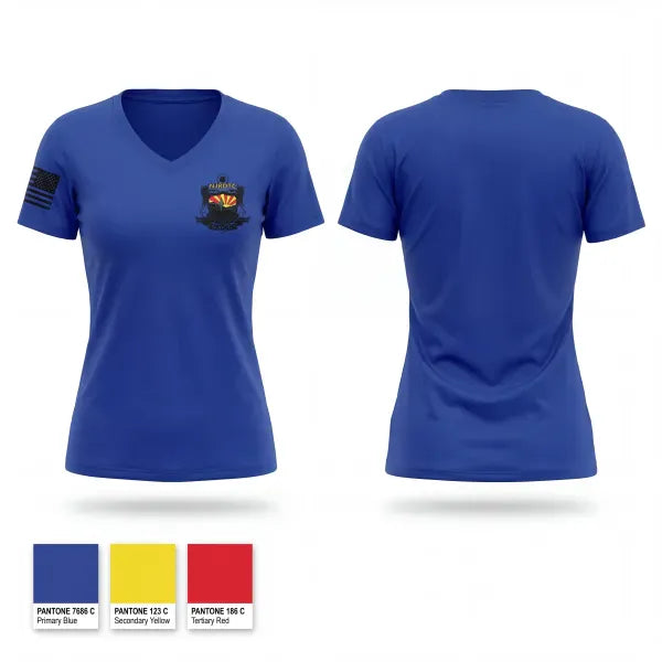 Womens Short Sleeve Vneck Shirt, Sahuarita NJROTC, Navy, Teamtime, Team time, sublimation, custom sports apparel, team uniforms, spirit wear, spiritwear, sports uniforms, custom shirts, team store, custom team store, fundraiser sports, apparel fundraiser