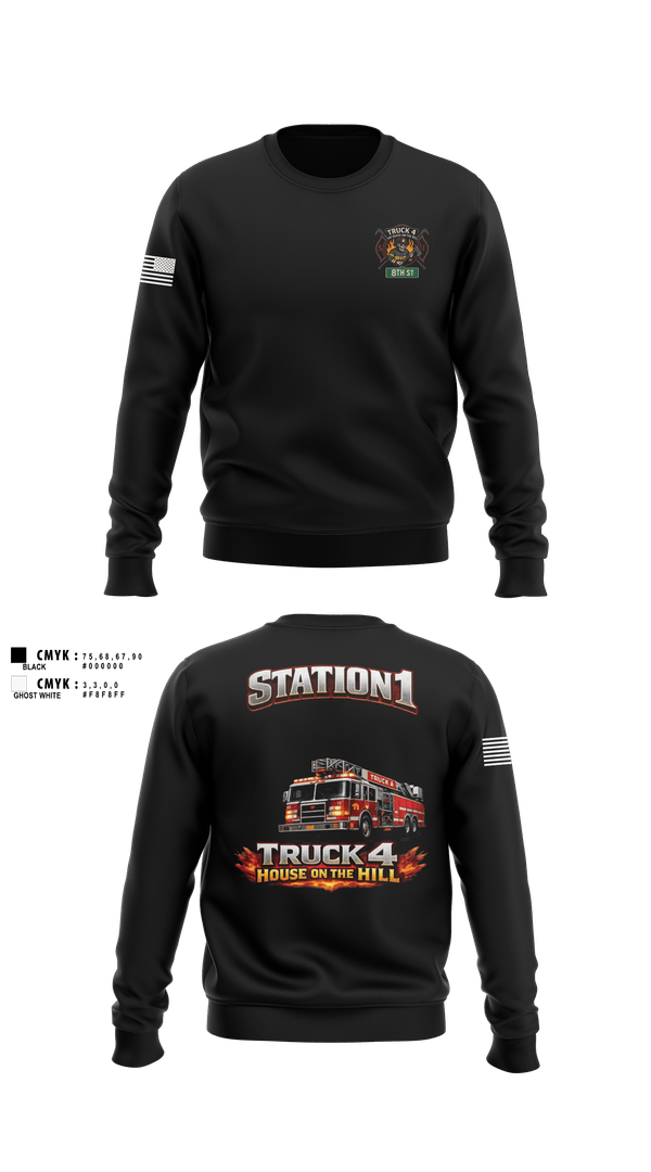 Crew Neck Sweatshirt, Bohemia fire department, Fire Department, Teamtime, Team time, sublimation, custom sports apparel, team uniforms, spirit wear, spiritwear, sports uniforms, custom shirts, team store, custom team store, fundraiser sports, apparel fundraiser