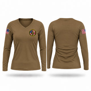 Womens Long Sleeve Vneck Shirt, Air Warrior, Army, Teamtime, Team time, sublimation, custom sports apparel, team uniforms, spirit wear, spiritwear, sports uniforms, custom shirts, team store, custom team store, fundraiser sports, apparel fundraiser