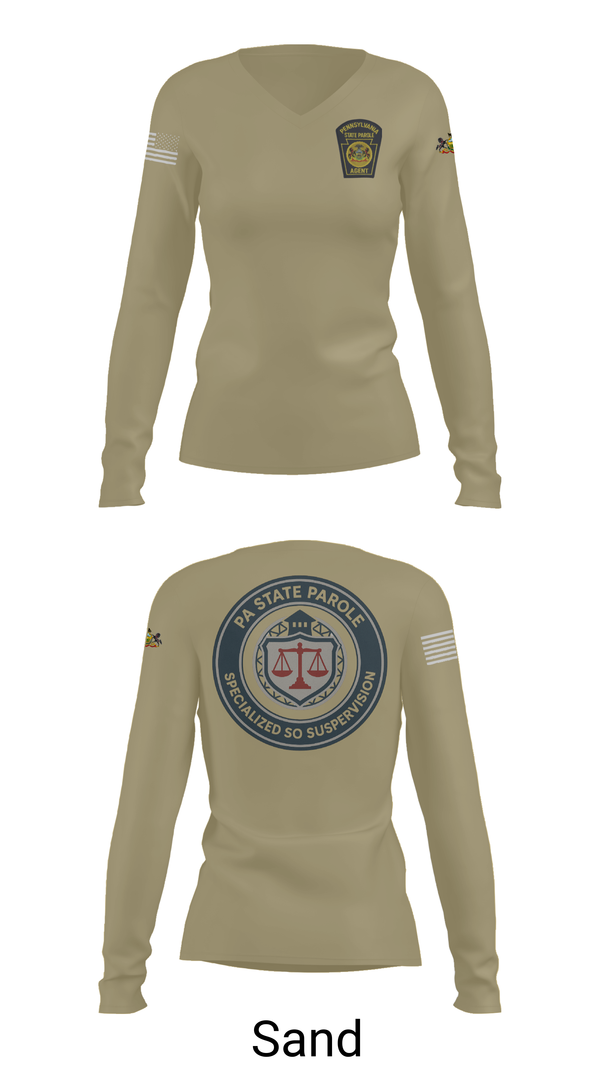 Womens Long Sleeve Vneck Shirt, Specialized Sex Offender Supervision, Police, Teamtime, Team time, sublimation, custom sports apparel, team uniforms, spirit wear, spiritwear, sports uniforms, custom shirts, team store, custom team store, fundraiser sports, apparel fundraiser