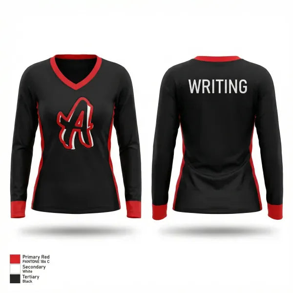 Womens Long Sleeve Vneck Shirt, Aliquippa Quips, , Teamtime, Team time, sublimation, custom sports apparel, team uniforms, spirit wear, spiritwear, sports uniforms, custom shirts, team store, custom team store, fundraiser sports, apparel fundraiser