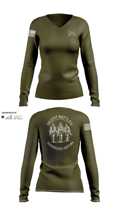 Silent Battles 26852061 Women's Long Sleeve V-neck Shirt - 10