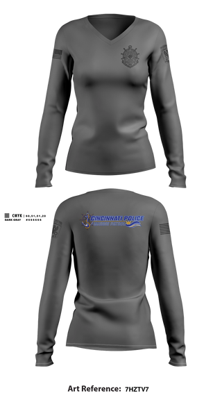 Womens Long Sleeve Vneck Shirt, Cincinnati PD Marine Patrol, Police, Teamtime, Team time, sublimation, custom sports apparel, team uniforms, spirit wear, spiritwear, sports uniforms, custom shirts, team store, custom team store, fundraiser sports, apparel fundraiser