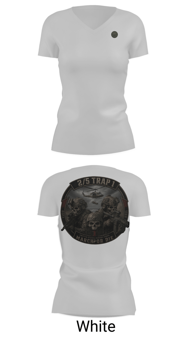 Womens Short Sleeve Vneck Shirt, 2/5 TRAP 1, Marines, Teamtime, Team time, sublimation, custom sports apparel, team uniforms, spirit wear, spiritwear, sports uniforms, custom shirts, team store, custom team store, fundraiser sports, apparel fundraiser