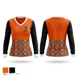 Womens Long Sleeve Vneck Shirt, Bobcat Dance Team, Cheer, Teamtime, Team time, sublimation, custom sports apparel, team uniforms, spirit wear, spiritwear, sports uniforms, custom shirts, team store, custom team store, fundraiser sports, apparel fundraiser