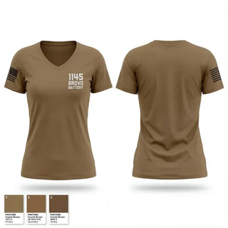 Womens Short Sleeve Vneck Shirt, 1-145 brovo battery, Army, Teamtime, Team time, sublimation, custom sports apparel, team uniforms, spirit wear, spiritwear, sports uniforms, custom shirts, team store, custom team store, fundraiser sports, apparel fundraiser