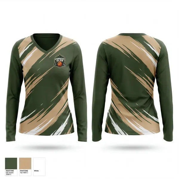 Womens Long Sleeve Vneck Shirt, Forest Glen, Men's Basketball, Teamtime, Team time, sublimation, custom sports apparel, team uniforms, spirit wear, spiritwear, sports uniforms, custom shirts, team store, custom team store, fundraiser sports, apparel fundraiser