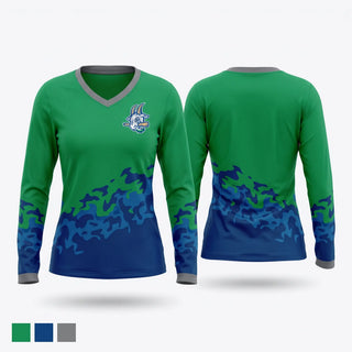 Womens Long Sleeve Vneck Shirt, Yard Goats, Baseball, Teamtime, Team time, sublimation, custom sports apparel, team uniforms, spirit wear, spiritwear, sports uniforms, custom shirts, team store, custom team store, fundraiser sports, apparel fundraiser