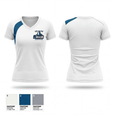 University of Massachusetts Boston Tennis 68613447 Women's Short Sleeve V-neck Shirt - 1
