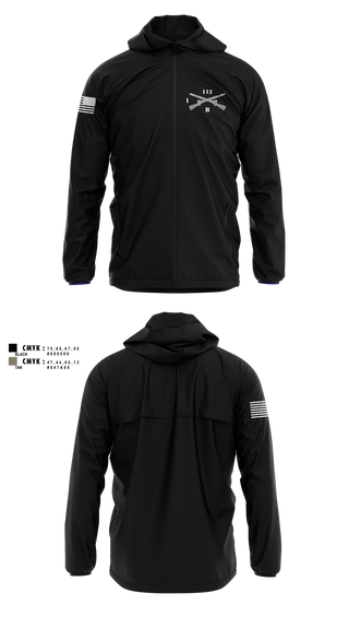 Windbreaker, Blacksheep Company, 1-112th Infantry, Army, Teamtime, Team time, sublimation, custom sports apparel, team uniforms, spirit wear, spiritwear, sports uniforms, custom shirts, team store, custom team store, fundraiser sports, apparel fundraiser