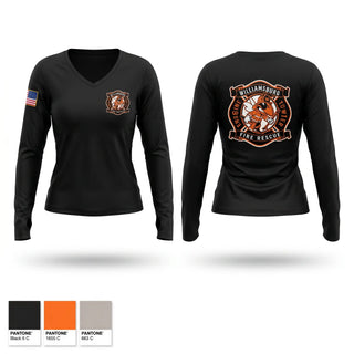Womens Long Sleeve Vneck Shirt, Williamsburg Fire Department, Fire Department, Teamtime, Team time, sublimation, custom sports apparel, team uniforms, spirit wear, spiritwear, sports uniforms, custom shirts, team store, custom team store, fundraiser sports, apparel fundraiser