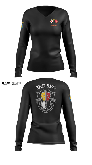 Womens Long Sleeve Vneck Shirt, S6 HHC 3SFG(A), Army, Teamtime, Team time, sublimation, custom sports apparel, team uniforms, spirit wear, spiritwear, sports uniforms, custom shirts, team store, custom team store, fundraiser sports, apparel fundraiser