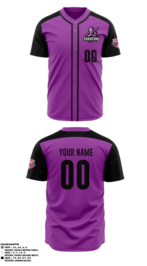 Clarksville Phantoms 31101002 Full Button Baseball Jersey - 44