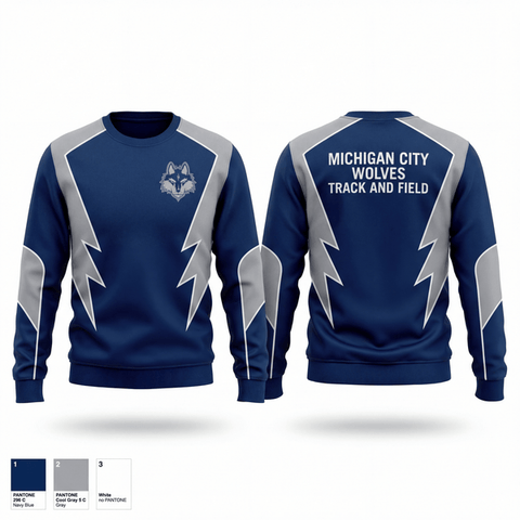 Crew Neck Sweatshirt, Michigan City High School Track & Field, Track & Field, Teamtime, Team time, sublimation, custom sports apparel, team uniforms, spirit wear, spiritwear, sports uniforms, custom shirts, team store, custom team store, fundraiser sports, apparel fundraiser