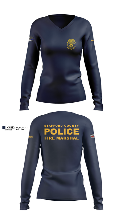 Stafford County Fire Marshal's Office 23358939 Women's Long Sleeve V-neck Shirt - 4