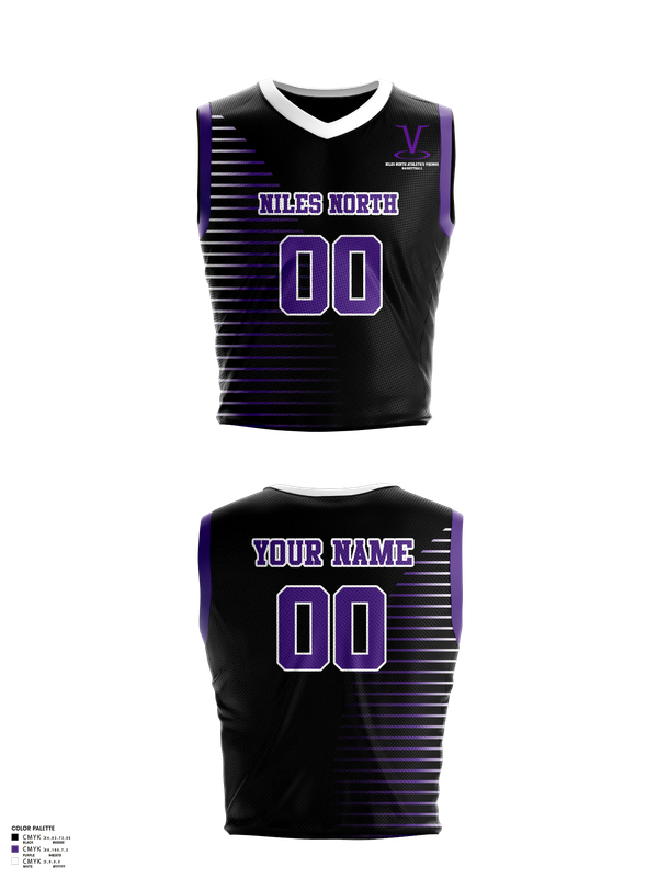 Mens Basketball Jersey, Niles North Athletics Vikings Basketball, Men's Basketball, Teamtime, Team time, sublimation, custom sports apparel, team uniforms, spirit wear, spiritwear, sports uniforms, custom shirts, team store, custom team store, fundraiser sports, apparel fundraiser