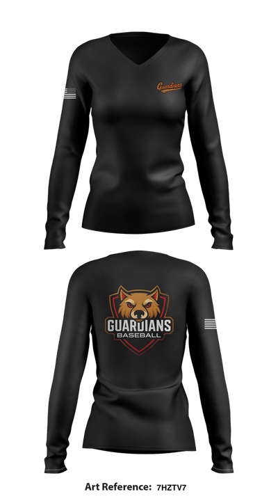 Guardians Baseball 46818393 Women's Long Sleeve V-neck Shirt - 24