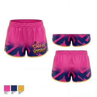 Womens Shorts, Tumble Up Greensboro, Cheer, Teamtime, Team time, sublimation, custom sports apparel, team uniforms, spirit wear, spiritwear, sports uniforms, custom shirts, team store, custom team store, fundraiser sports, apparel fundraiser