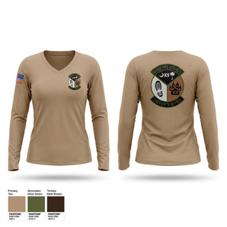 Womens Long Sleeve Vneck Shirt, Lowcountry K-9 Unit, Police, Teamtime, Team time, sublimation, custom sports apparel, team uniforms, spirit wear, spiritwear, sports uniforms, custom shirts, team store, custom team store, fundraiser sports, apparel fundraiser