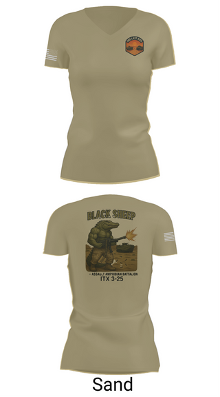 Womens Short Sleeve Vneck Shirt, 4th Assault Amphibian Battalion, Company B, , Teamtime, Team time, sublimation, custom sports apparel, team uniforms, spirit wear, spiritwear, sports uniforms, custom shirts, team store, custom team store, fundraiser sports, apparel fundraiser