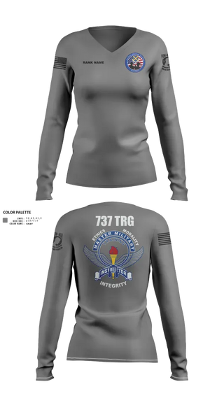 Womens Long Sleeve Vneck Shirt, Blue Rope Association, Air Force, Teamtime, Team time, sublimation, custom sports apparel, team uniforms, spirit wear, spiritwear, sports uniforms, custom shirts, team store, custom team store, fundraiser sports, apparel fundraiser