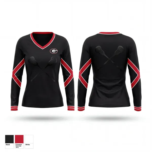 Womens Long Sleeve Vneck Shirt, Geneva, Men's Lacrosse, Teamtime, Team time, sublimation, custom sports apparel, team uniforms, spirit wear, spiritwear, sports uniforms, custom shirts, team store, custom team store, fundraiser sports, apparel fundraiser