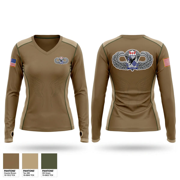 Womens Long Sleeve Vneck Shirt, 1-505th PIR 82nd airborne, Army, Teamtime, Team time, sublimation, custom sports apparel, team uniforms, spirit wear, spiritwear, sports uniforms, custom shirts, team store, custom team store, fundraiser sports, apparel fundraiser