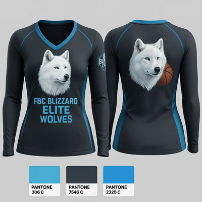 FBC Blizzard Elite Wolves 20278303 Women's Long Sleeve V-neck Shirt - 21