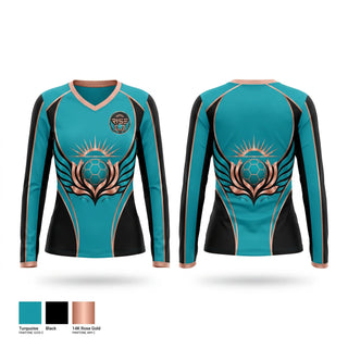 Womens Long Sleeve Vneck Shirt, Rise, Women's Soccer, Teamtime, Team time, sublimation, custom sports apparel, team uniforms, spirit wear, spiritwear, sports uniforms, custom shirts, team store, custom team store, fundraiser sports, apparel fundraiser