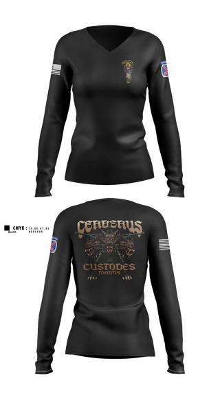 Womens Long Sleeve Vneck Shirt, Cerberus Platoon C 3-6, Army, Teamtime, Team time, sublimation, custom sports apparel, team uniforms, spirit wear, spiritwear, sports uniforms, custom shirts, team store, custom team store, fundraiser sports, apparel fundraiser