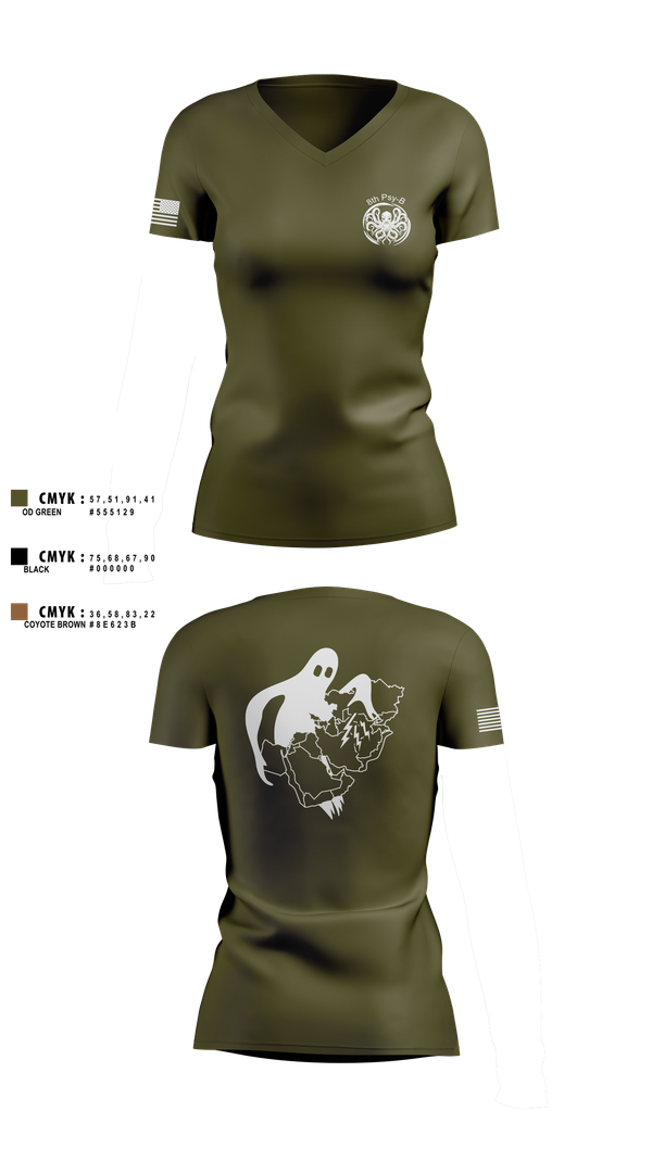 Womens Short Sleeve Vneck Shirt, A Co 8th Psy-B, Army, Teamtime, Team time, sublimation, custom sports apparel, team uniforms, spirit wear, spiritwear, sports uniforms, custom shirts, team store, custom team store, fundraiser sports, apparel fundraiser