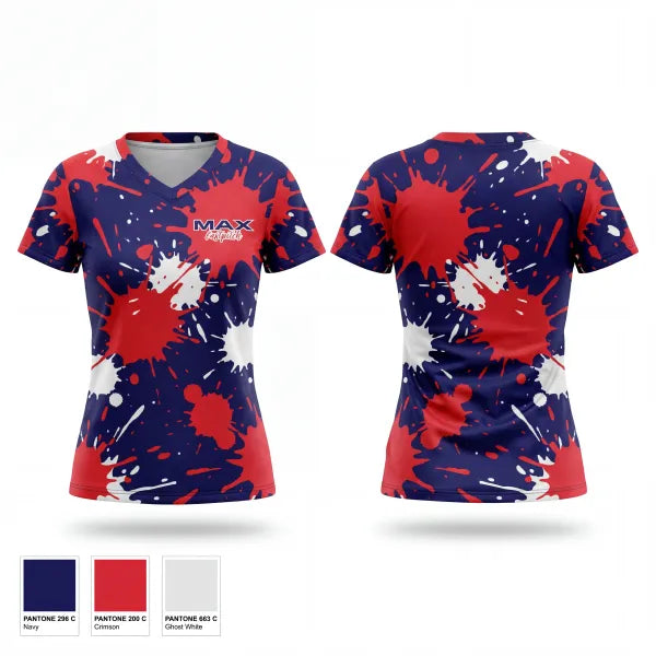 Womens Short Sleeve Vneck Shirt, MAX Fastpitch, Softball, Teamtime, Team time, sublimation, custom sports apparel, team uniforms, spirit wear, spiritwear, sports uniforms, custom shirts, team store, custom team store, fundraiser sports, apparel fundraiser