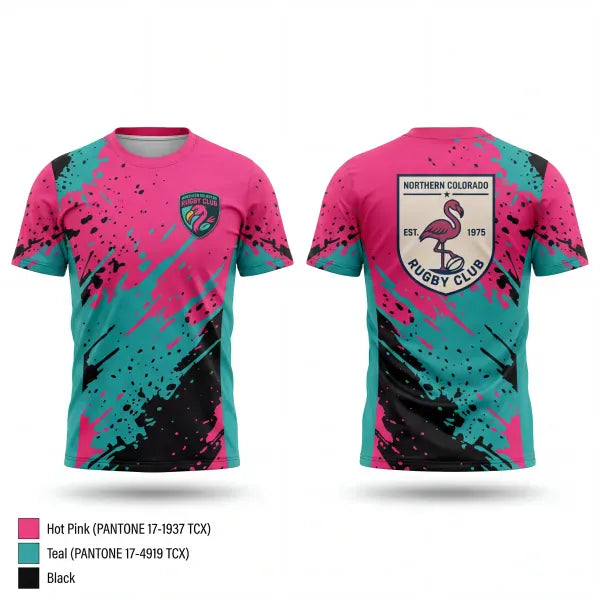 Old School Cotton Feel Shirt, NOCO Flamingos, Rugby, Teamtime, Team time, sublimation, custom sports apparel, team uniforms, spirit wear, spiritwear, sports uniforms, custom shirts, team store, custom team store, fundraiser sports, apparel fundraiser