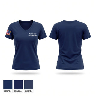 Womens Short Sleeve Vneck Shirt, West Chester FOP Lodge 186, Police, Teamtime, Team time, sublimation, custom sports apparel, team uniforms, spirit wear, spiritwear, sports uniforms, custom shirts, team store, custom team store, fundraiser sports, apparel fundraiser