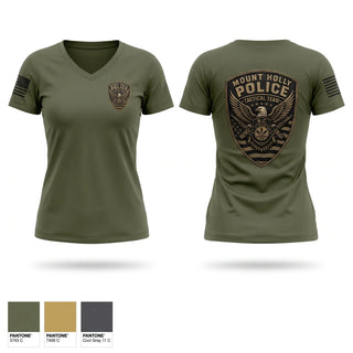 Womens Short Sleeve Vneck Shirt, Mount Holly Police Tactical Response Team, Police, Teamtime, Team time, sublimation, custom sports apparel, team uniforms, spirit wear, spiritwear, sports uniforms, custom shirts, team store, custom team store, fundraiser sports, apparel fundraiser